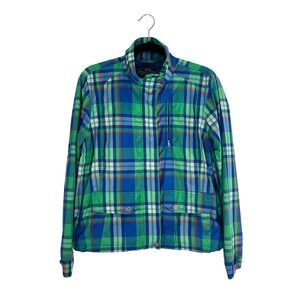 Ralph Lauren Active Golf Pickleball Jacket Plaid Zip Lightweight Green Blue L